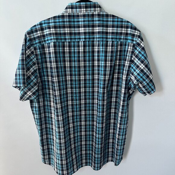 Primark Blue, White & Black Check XXL Men's Short-Sleeve Shirt - Picture 8 of 11